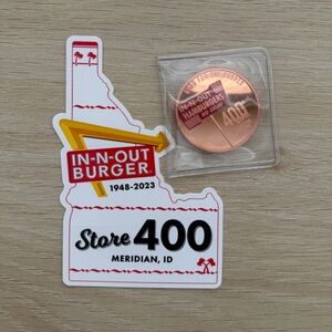In-N-Out Burger Commemorative Coin and Sticker